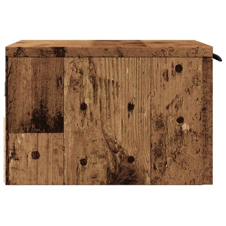 væghængt sengebord 34x30x20 cm antikt træ
