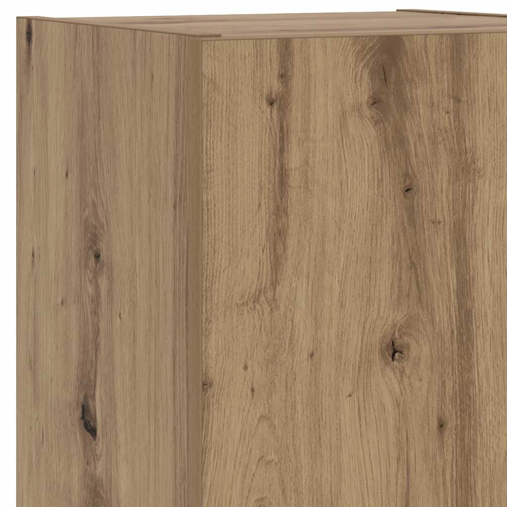 tv-borde med LED-lys 2 stk. 30,5x30x102 cm egetræsfarve
