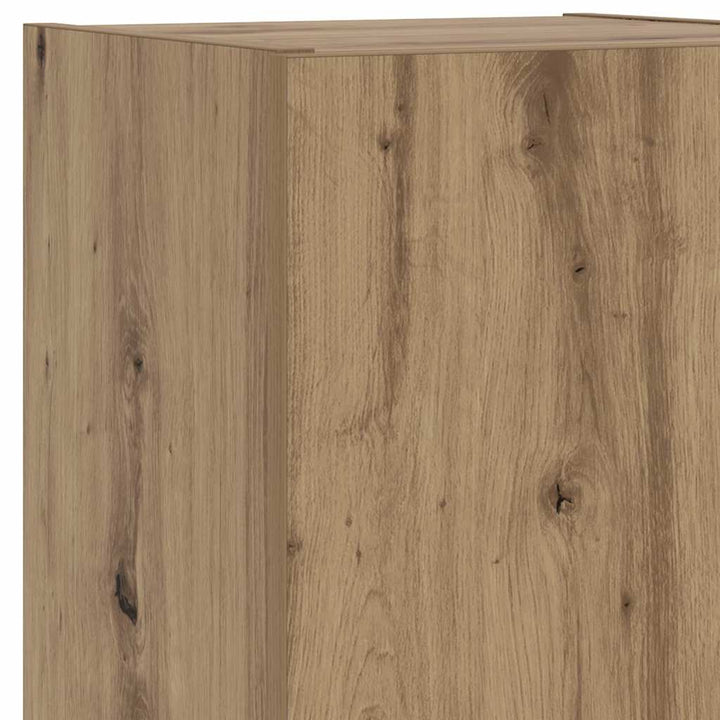 tv-borde med LED-lys 2 stk. 30,5x30x102 cm egetræsfarve