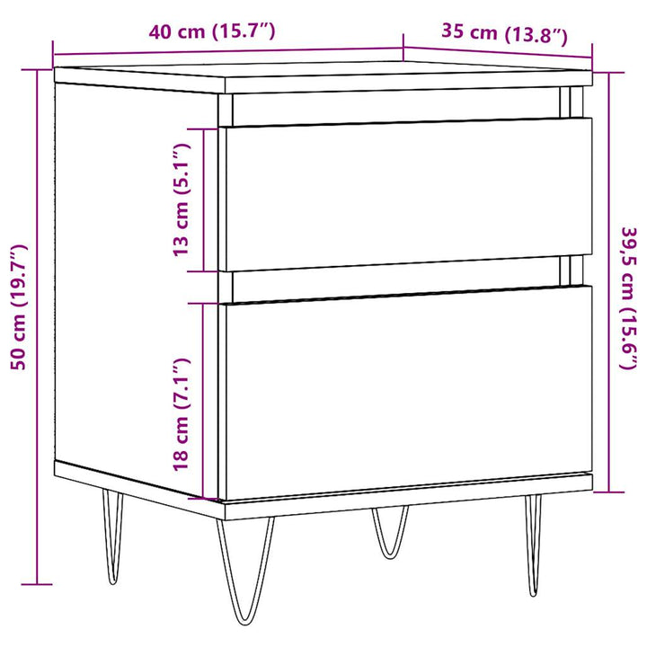sengeborde 2 stk. 40x35x50 cm konstrueret træ antikt træ