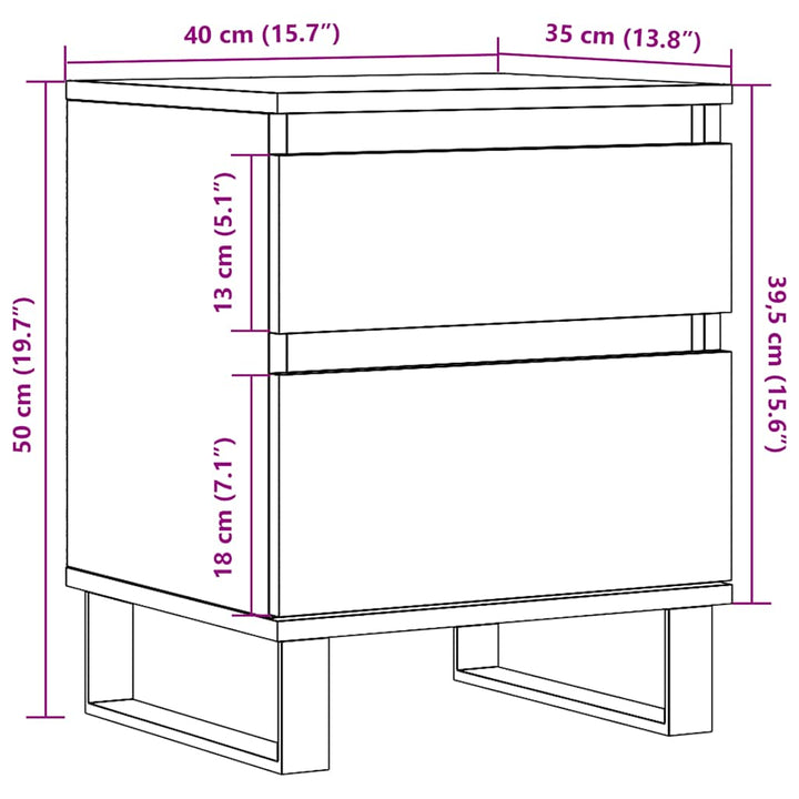 sengeborde 2 stk. 40x35x50 cm kunsteg