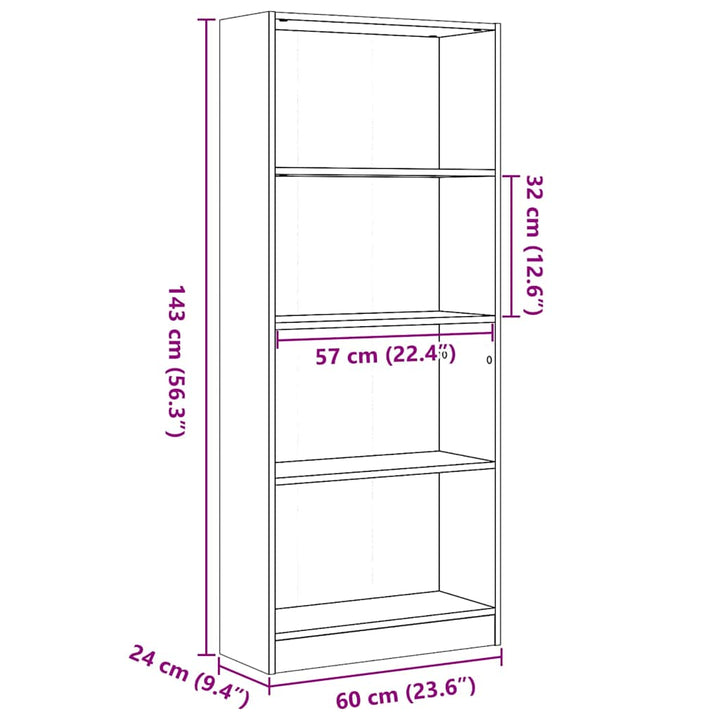 skab 60x24x143 cm konstrueret træ hvid højglans