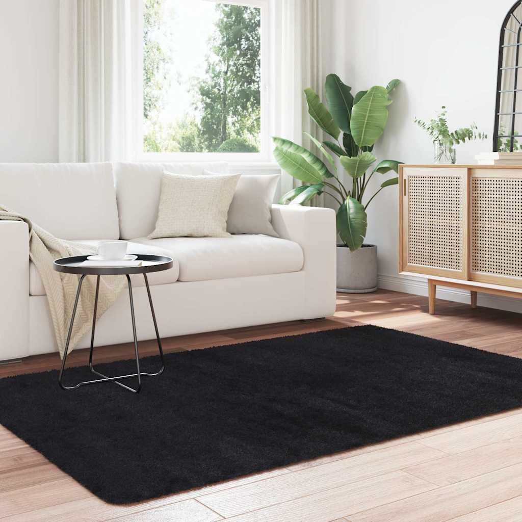 shaggy gulvtæppe NAVARRA 130x200 cm høje luv polyester sort