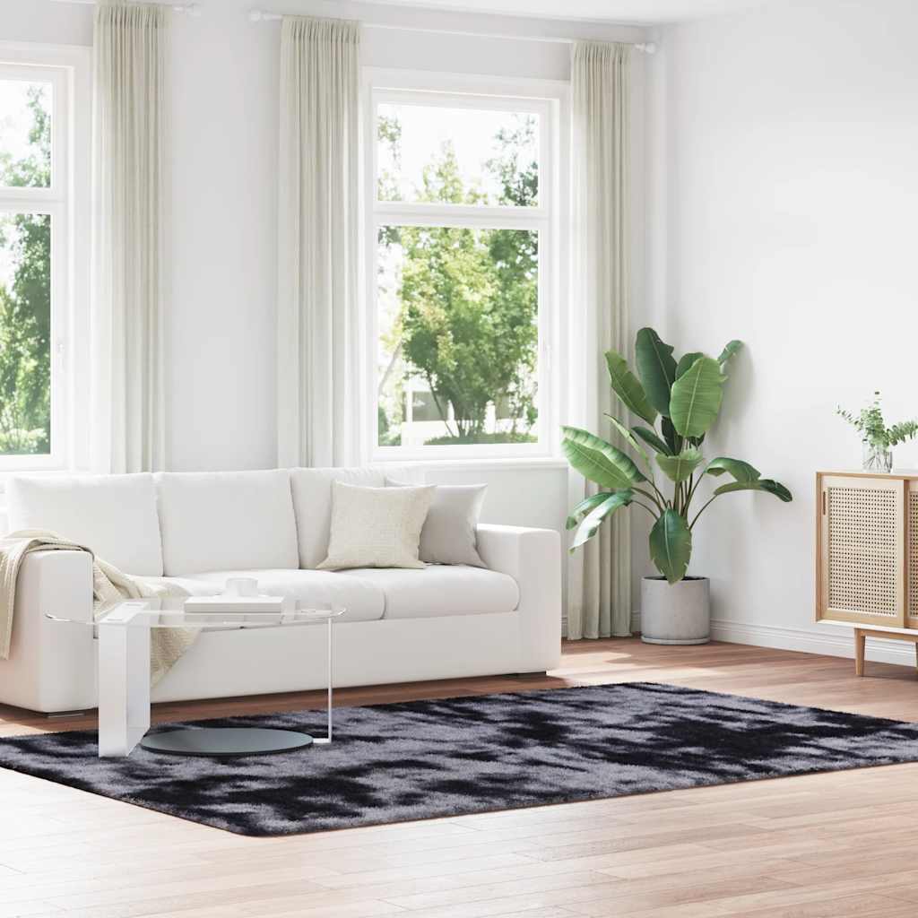 shaggy gulvtæppe NAVARRA 200x290 cm høje luv polyester mørkegrå