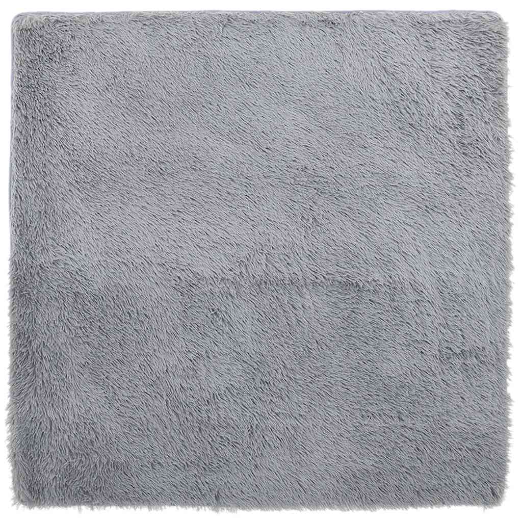 shaggy gulvtæppe NAVARRA 120x120 cm høje luv polyester lysegrå