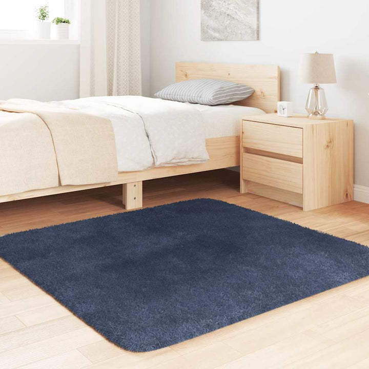 shaggy gulvtæppe NAVARRA 120x120cm høje luv polyester marineblå