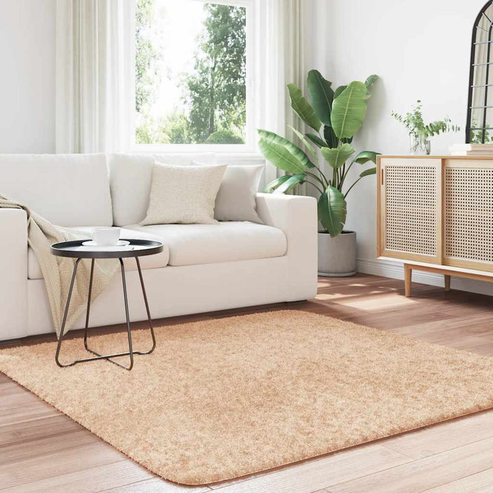 shaggy gulvtæppe NAVARRA 160x160 cm høje luv polyester beige