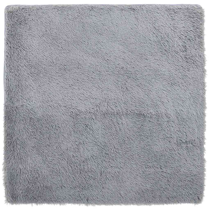 shaggy gulvtæppe NAVARRA 160x160 cm høje luv polyester lysegrå