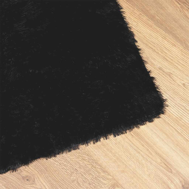 shaggy gulvtæppe NAVARRA 200x200 cm høje luv polyester sort