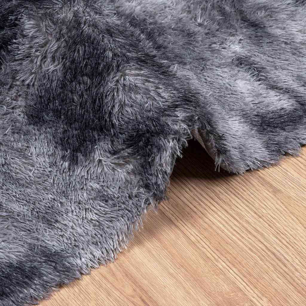 shaggy gulvtæppe NAVARRA 200x200 cm høje luv polyester mørkegrå