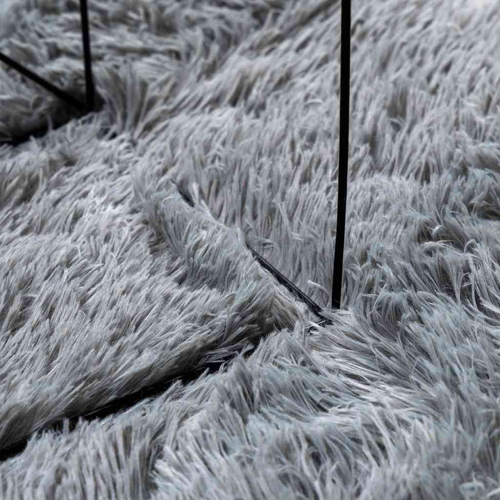 shaggy gulvtæppe NAVARRA 200x200 cm høje luv polyester lysegrå