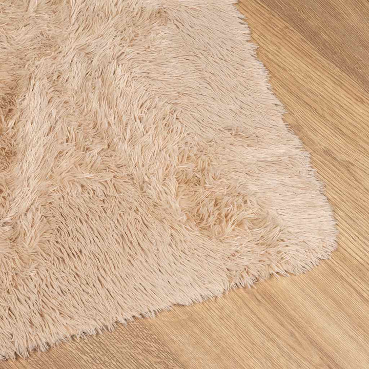 shaggy gulvtæppe NAVARRA 240x240 cm høje luv polyester beige