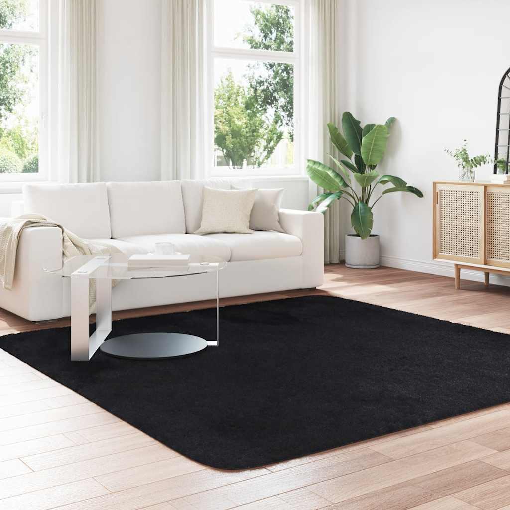 shaggy gulvtæppe NAVARRA 240x240 cm høje luv polyester sort
