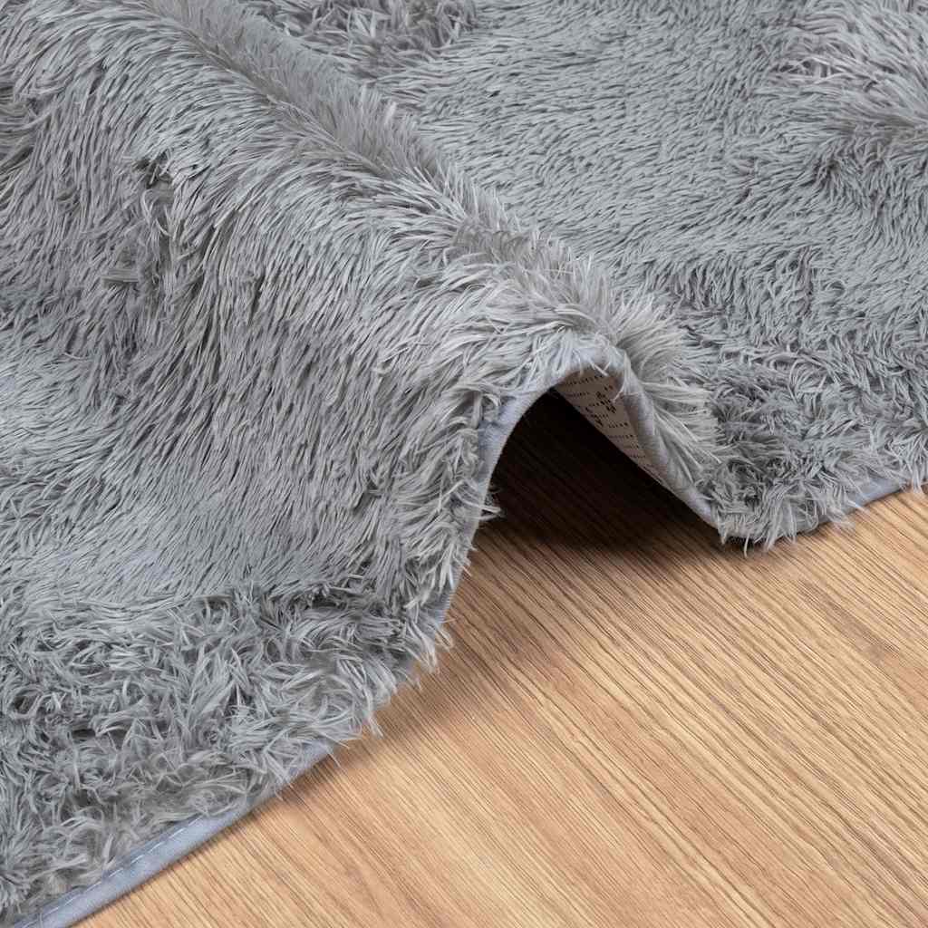 shaggy gulvtæppe NAVARRA 240x240 cm høje luv polyester lysegrå