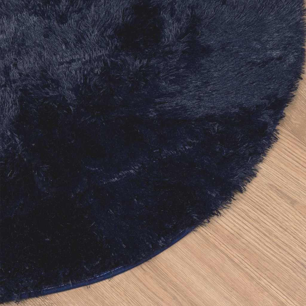 shaggy gulvtæppe NAVARRA 120x120cm høje luv polyester marineblå