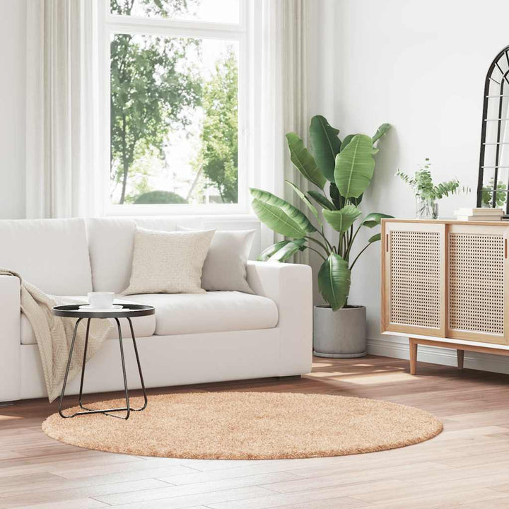 shaggy gulvtæppe NAVARRA 160x160 cm høje luv polyester beige