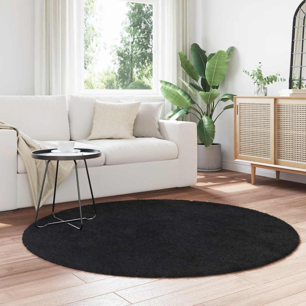 shaggy gulvtæppe NAVARRA 160x160 cm høje luv polyester sort