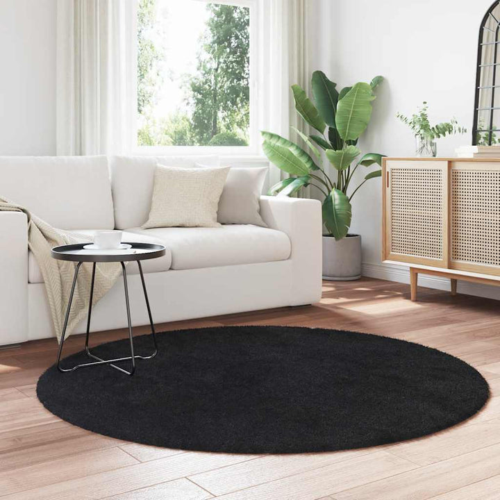 shaggy gulvtæppe NAVARRA 160x160 cm høje luv polyester sort