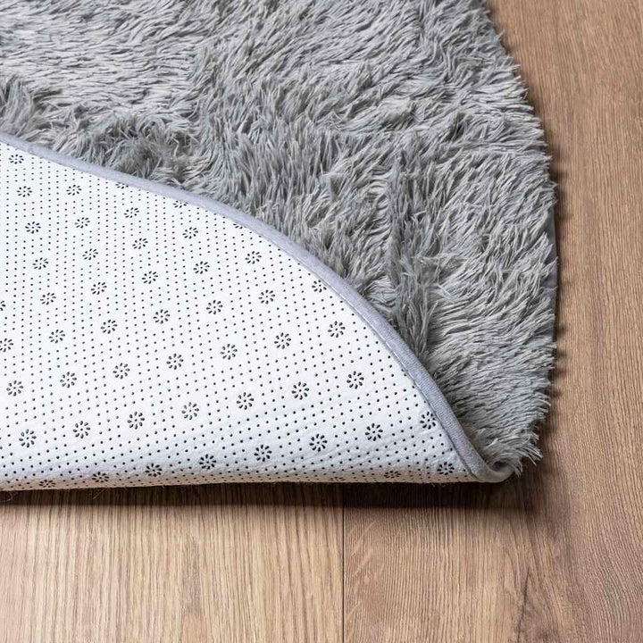 shaggy gulvtæppe NAVARRA 160x160 cm høje luv polyester lysegrå
