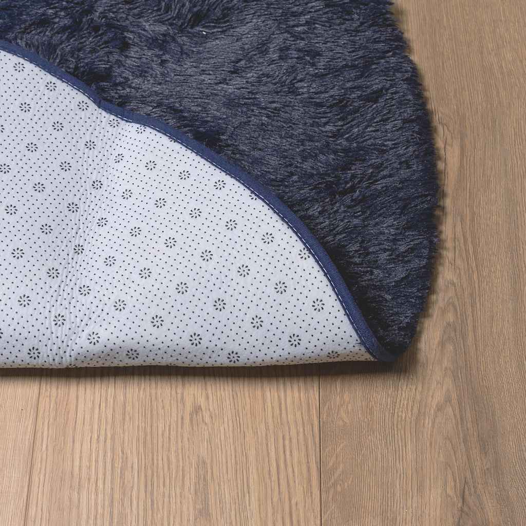 shaggy gulvtæppe NAVARRA 160x160cm høje luv polyester marineblå