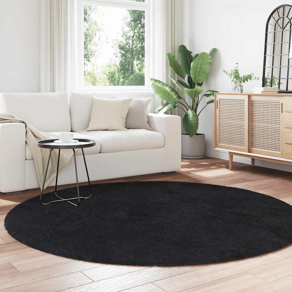 shaggy gulvtæppe NAVARRA 200x200 cm høje luv polyester sort