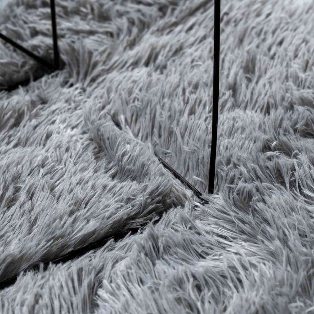 shaggy gulvtæppe NAVARRA 200x200 cm høje luv polyester lysegrå