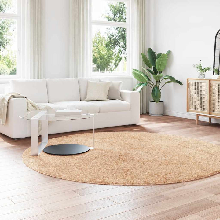 shaggy gulvtæppe NAVARRA 240x240 cm høje luv polyester beige