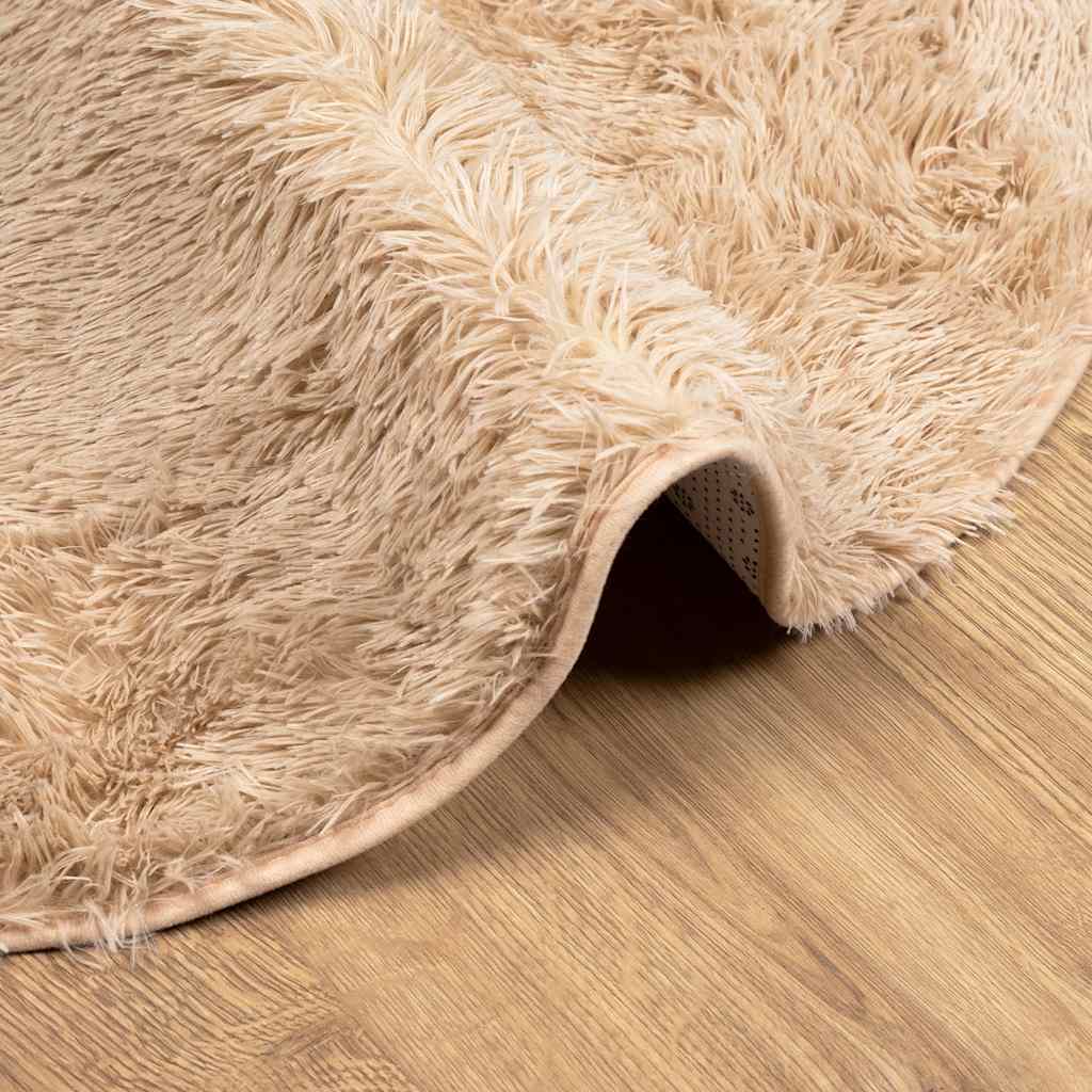 shaggy gulvtæppe NAVARRA 240x240 cm høje luv polyester beige