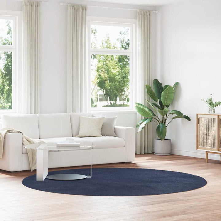 shaggy gulvtæppe NAVARRA 240x240cm høje luv polyester marineblå