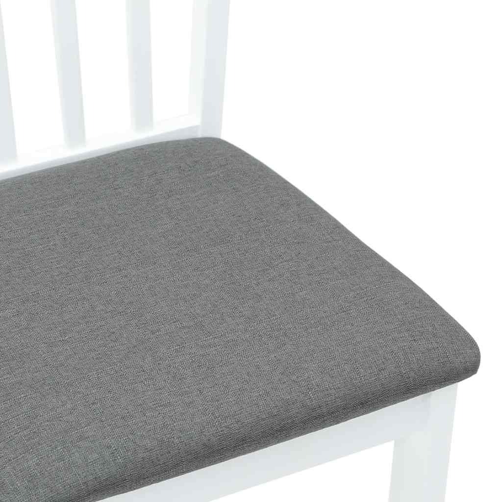 spisebordsstole med hynder 2 stk. massivt gummitræ hvid