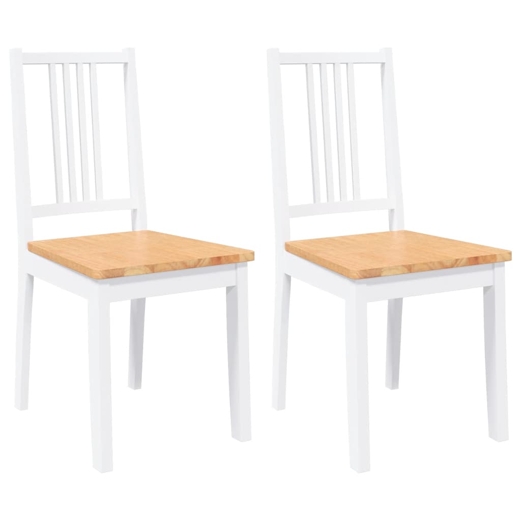 spisebordsstole 2 stk. massivt gummitræ hvid
