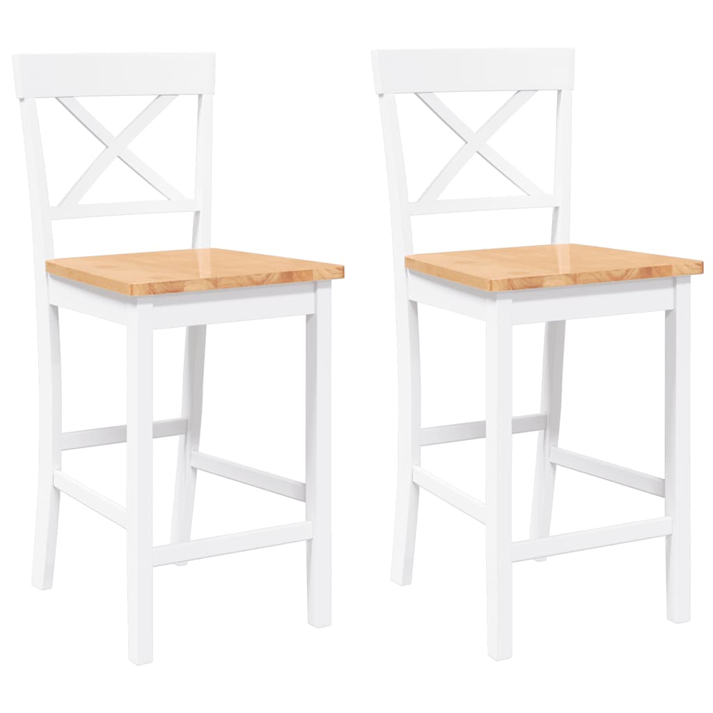 barstole 2 stk. massivt gummitræ hvid
