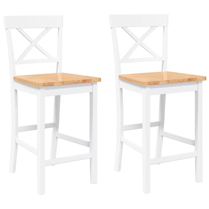 barstole 2 stk. massivt gummitræ hvid