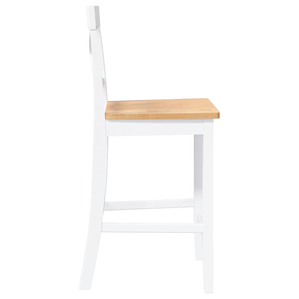 barstole 2 stk. massivt gummitræ hvid