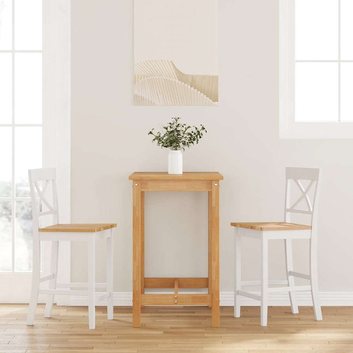 barstole 2 stk. massivt gummitræ hvid