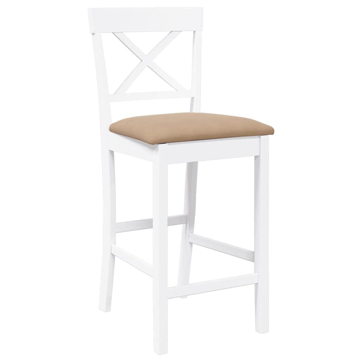 barstole med hynder 2 stk. massivt gummitræ hvid