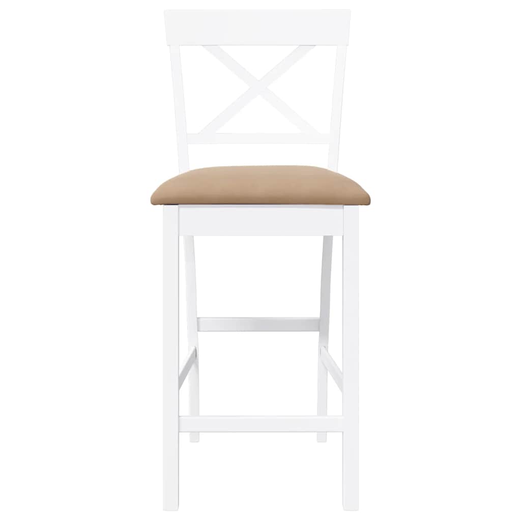 barstole med hynder 2 stk. massivt gummitræ hvid