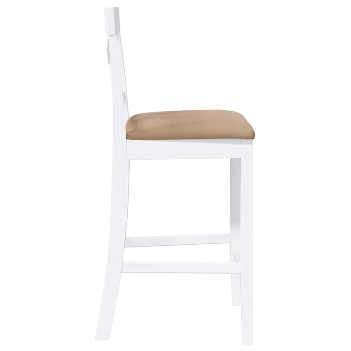 barstole med hynder 2 stk. massivt gummitræ hvid