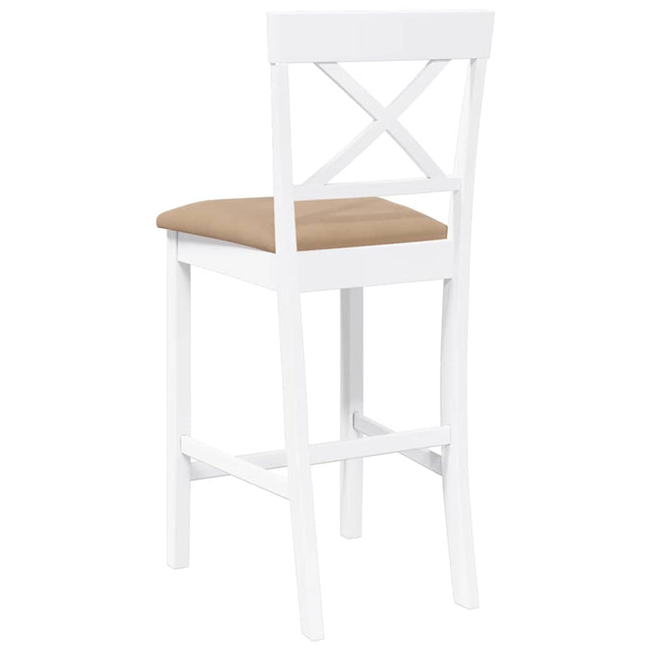 barstole med hynder 2 stk. massivt gummitræ hvid