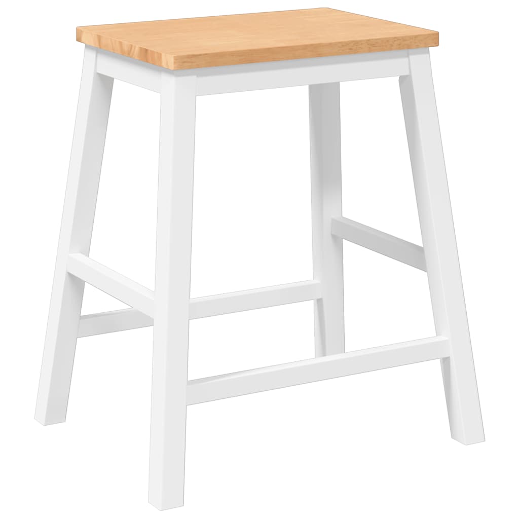 barstole 2 stk. massivt gummitræ hvid