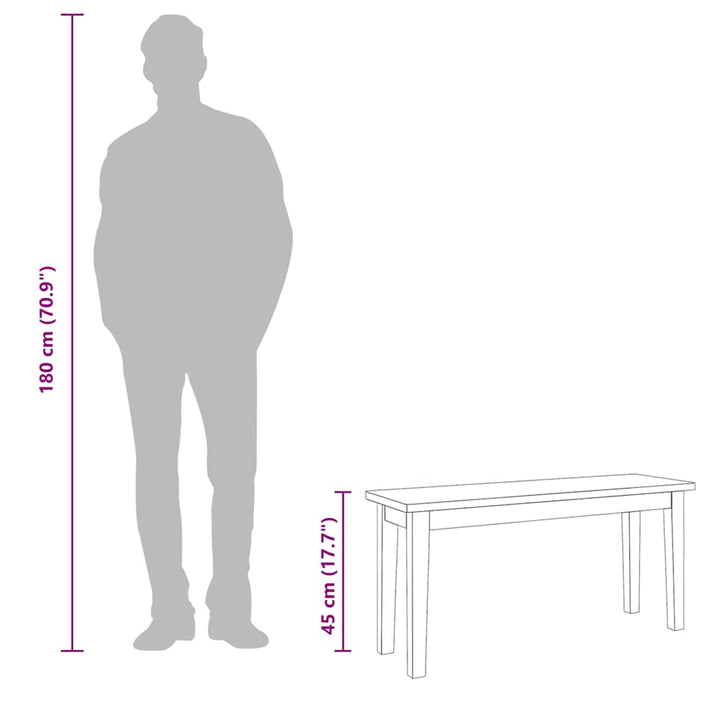 bænk 90 cm massivt gummitræ