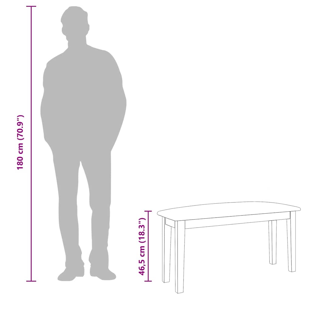 bænk 90 cm massivt gummitræ hvid