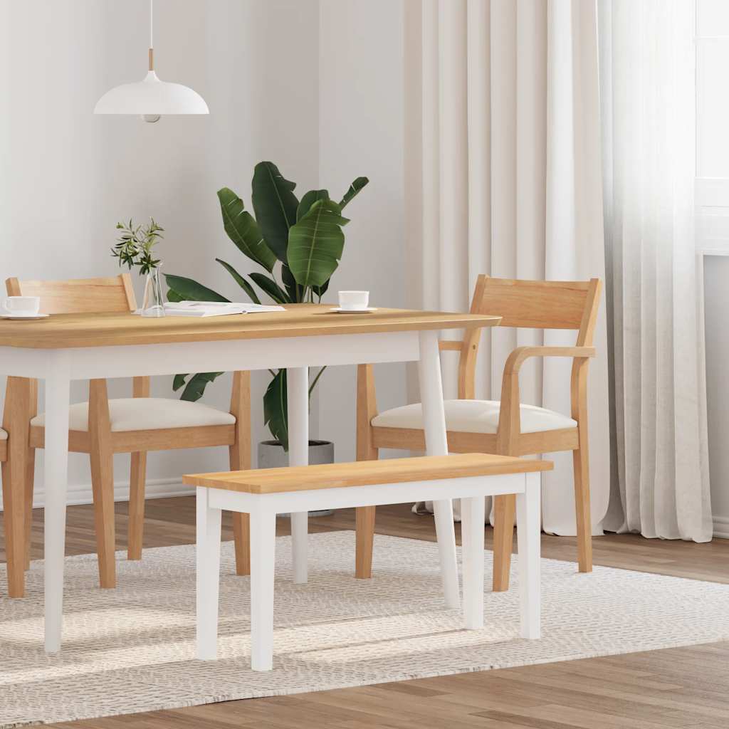 bænk 90 cm massivt gummitræ hvid