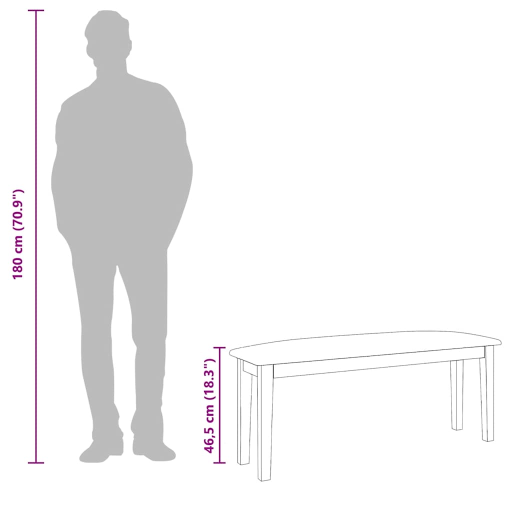 bænk 110 cm massivt gummitræ