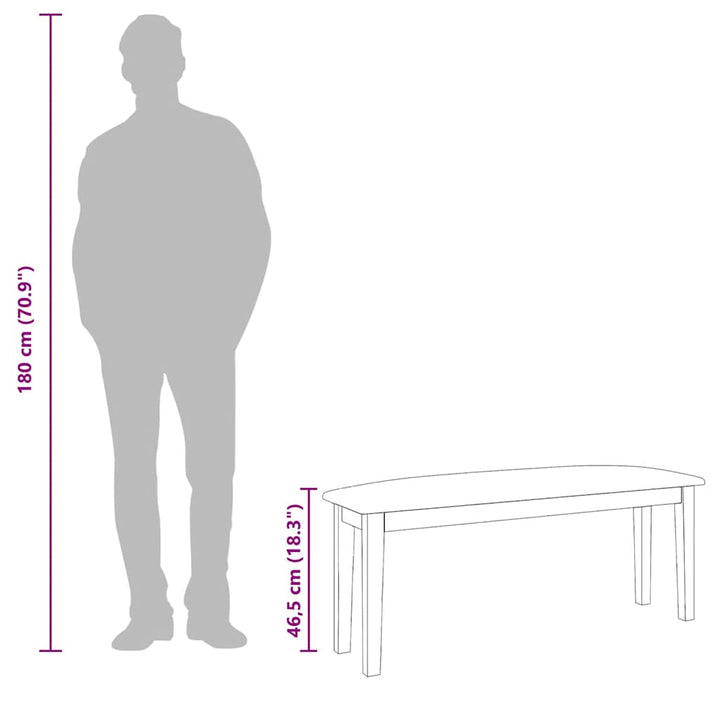 bænk 110 cm massivt gummitræ