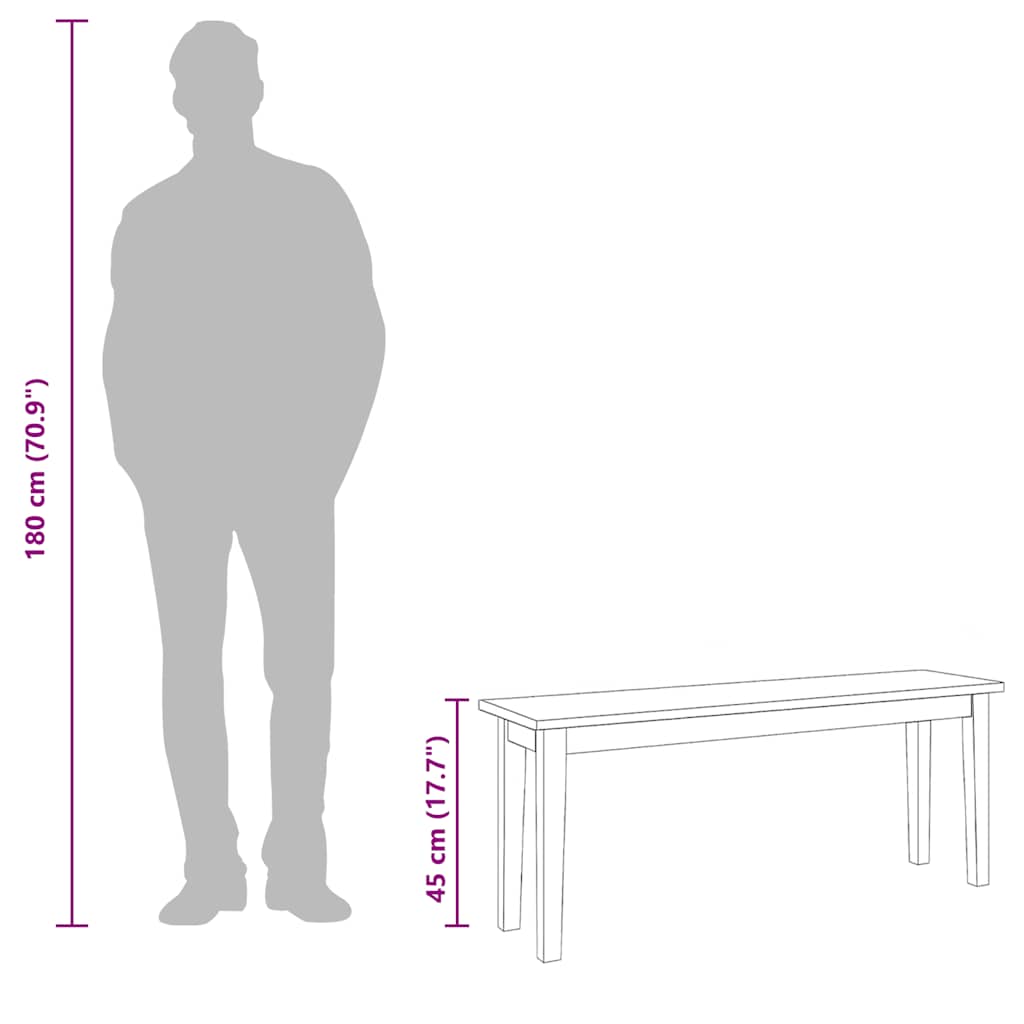 bænk 110 cm massivt gummitræ