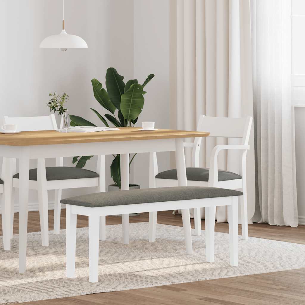 bænk 110 cm massivt gummitræ hvid