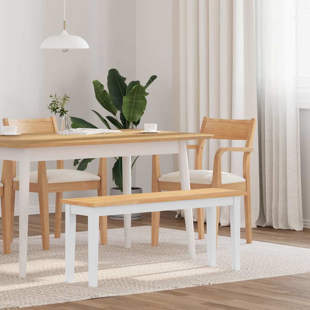 bænk 110 cm massivt gummitræ hvid