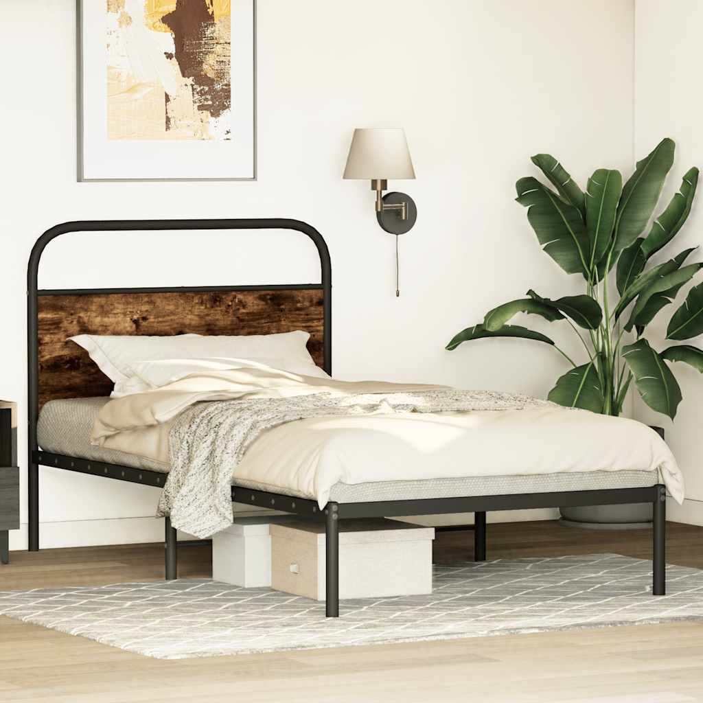 sengeramme 90x190 cm uden madras konstrueret træ røget eg
