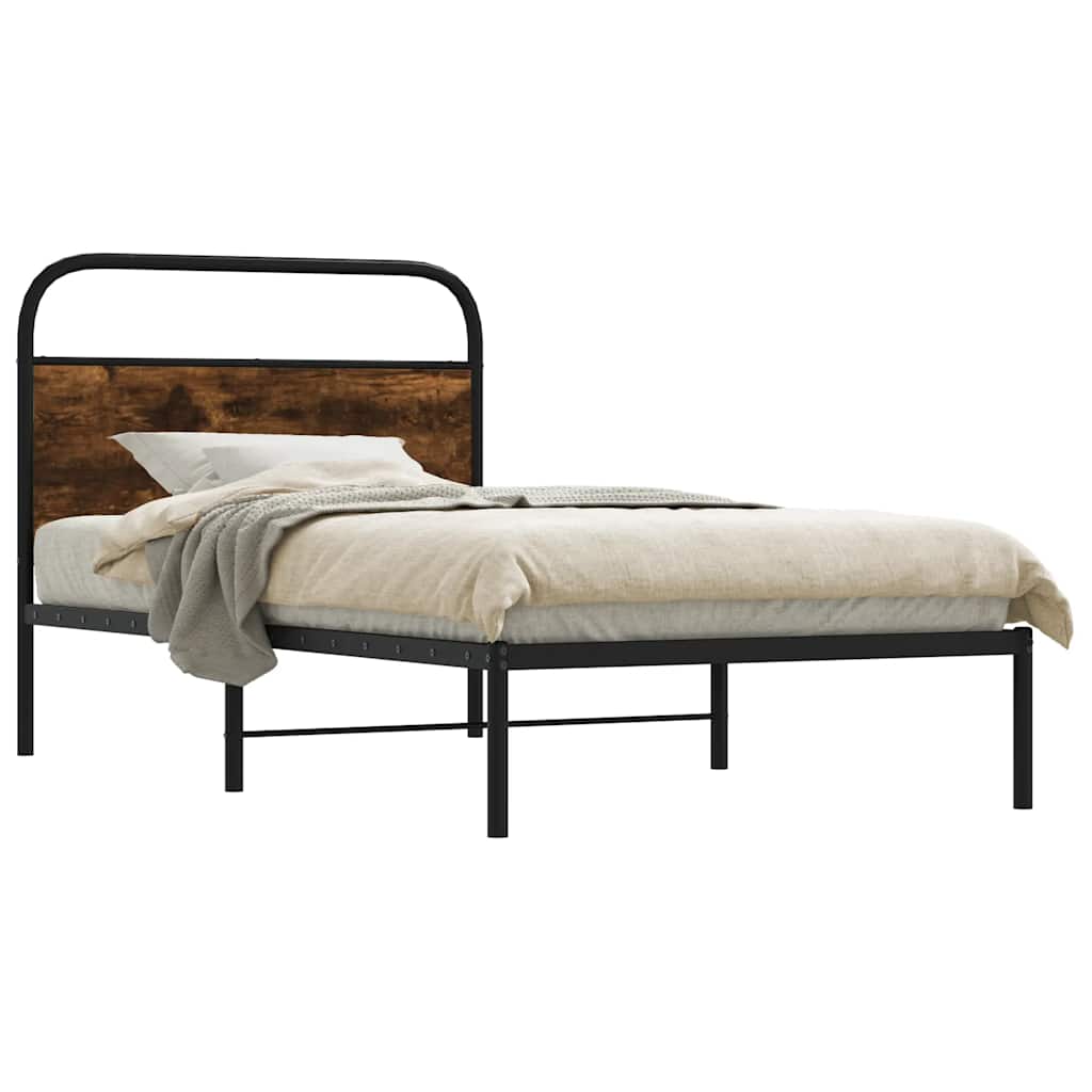 sengeramme 90x190 cm uden madras konstrueret træ røget eg